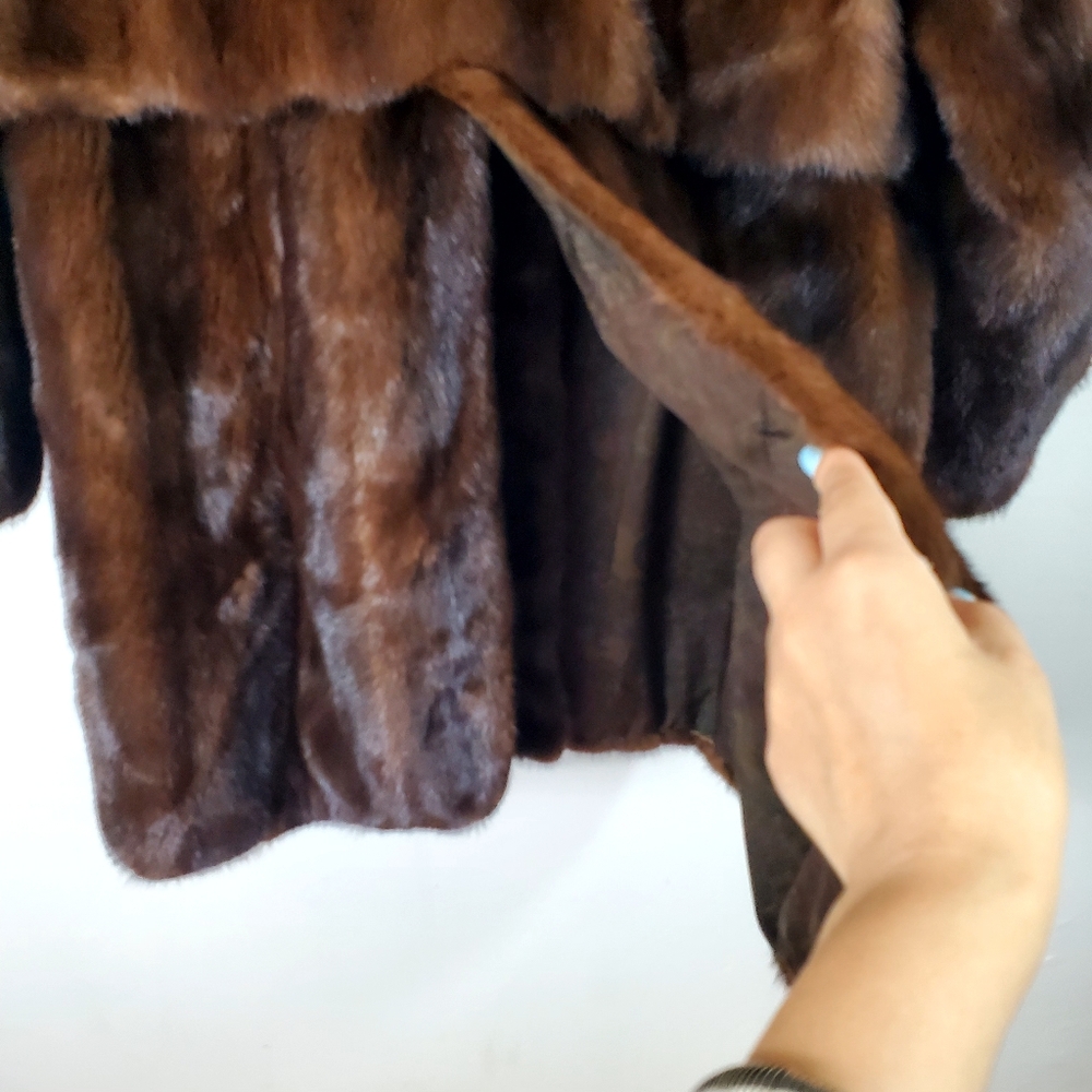 Vintage Brown Mink Real Fur Winter Short Coat - Picture 9 of 14